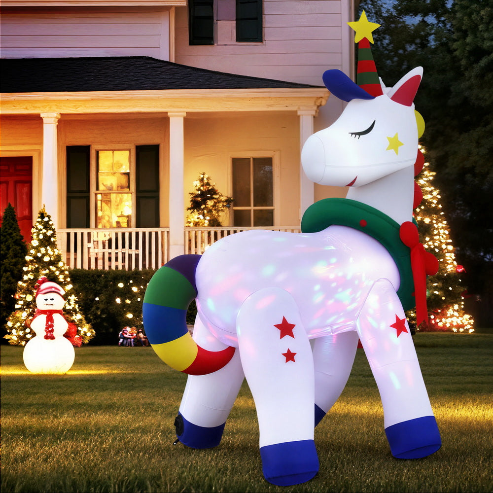 Jingle Jollys Christmas Inflatable Unicorn 1.8M Tall Outdoor Decorations Illuminated-Occasions &gt; Christmas &gt; Christmas Decorations-PEROZ Accessories