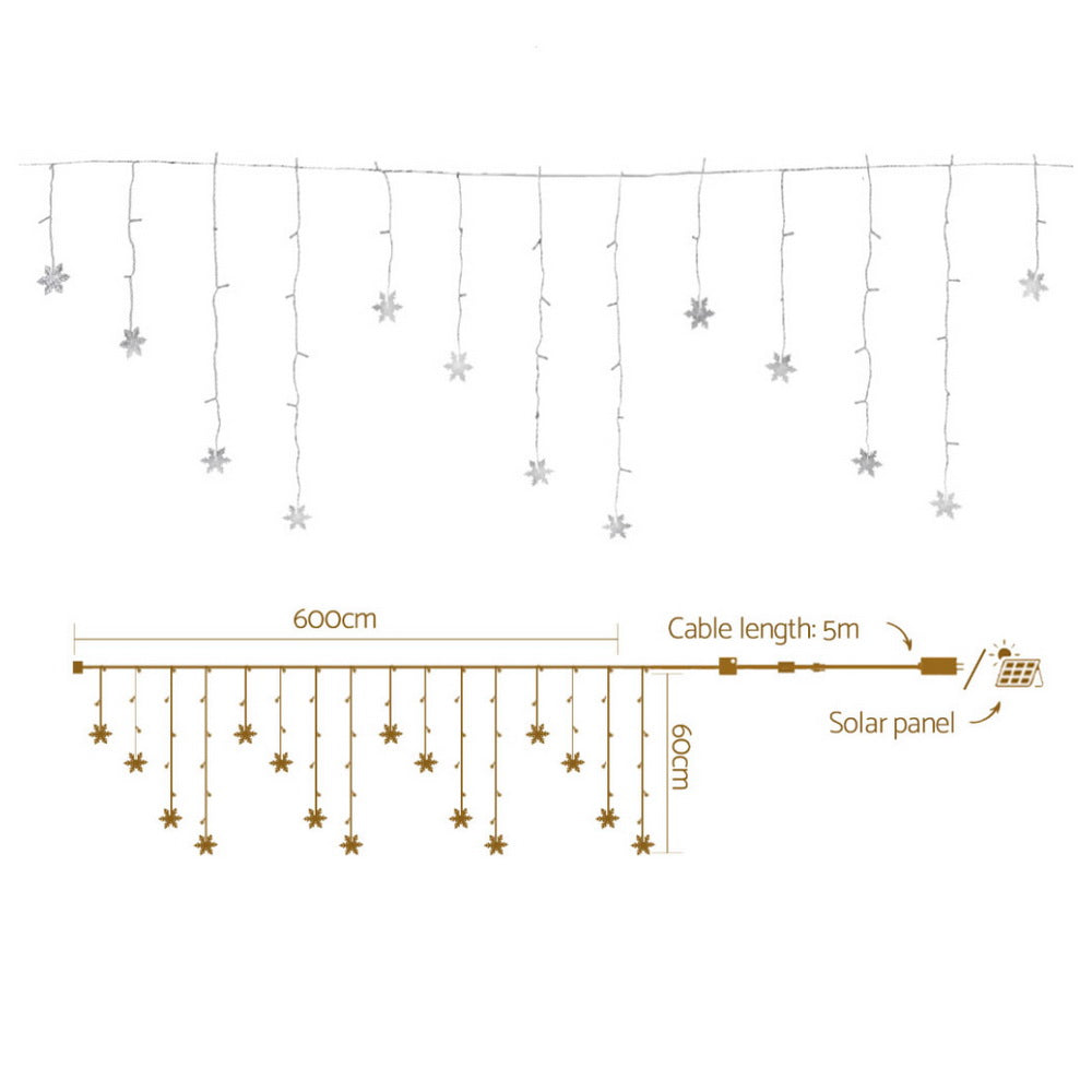 Jingle Jollys 6M Christmas Icicle Lights String Light 160 LED Solar Powered Cold-Occasions &gt; Christmas &gt; Outdoor Decorations &amp; Lights-PEROZ Accessories