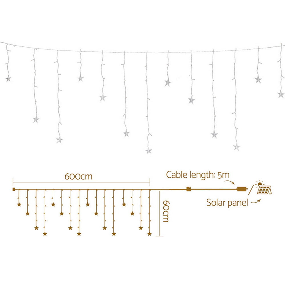 Jingle Jollys 6M Christmas Icicle Lights String Light 160 LED Solar Powered Warm-Occasions &gt; Christmas &gt; Outdoor Decorations &amp; Lights-PEROZ Accessories