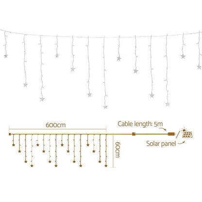 Jingle Jollys 6M Christmas Icicle Lights String Light 160 LED Solar Powered Warm-Occasions &gt; Christmas &gt; Outdoor Decorations &amp; Lights-PEROZ Accessories