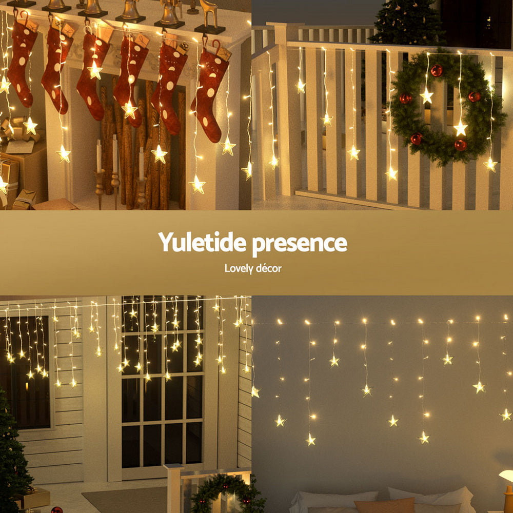 Jingle Jollys 6M Christmas Icicle Lights String Light 160 LED Solar Powered Warm-Occasions &gt; Christmas &gt; Outdoor Decorations &amp; Lights-PEROZ Accessories