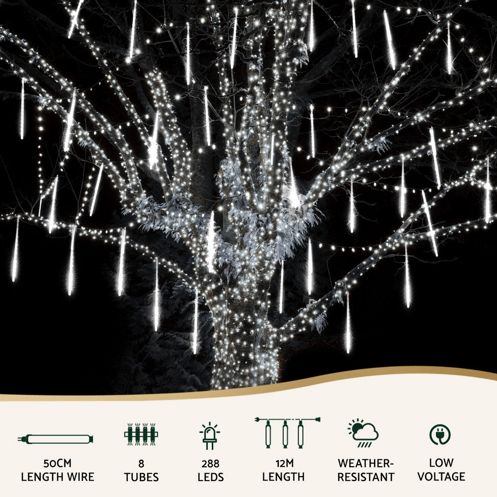 Jingle Jollys 7M Christmas Lights Shower Light 288 LED Icicle Falling Metor-Occasions &gt; Christmas &gt; Outdoor Decorations &amp; Lights-PEROZ Accessories