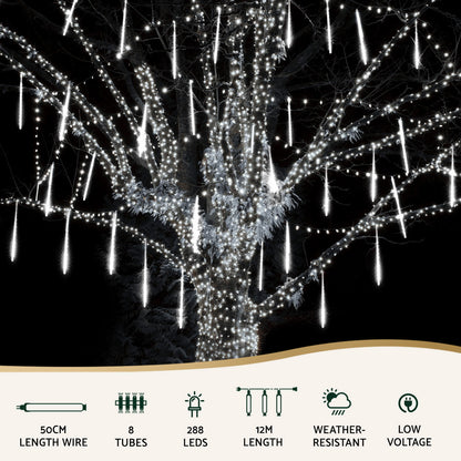 Jingle Jollys 7M Christmas Lights Shower Light 288 LED Icicle Falling Metor-Occasions &gt; Christmas &gt; Outdoor Decorations &amp; Lights-PEROZ Accessories