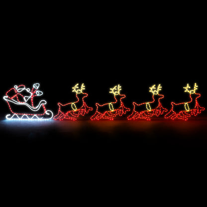 Tinseltown Christmas Light LED Motif Rope Lights Santa Riding 4 Reindeer-Christmas Light-PEROZ Accessories