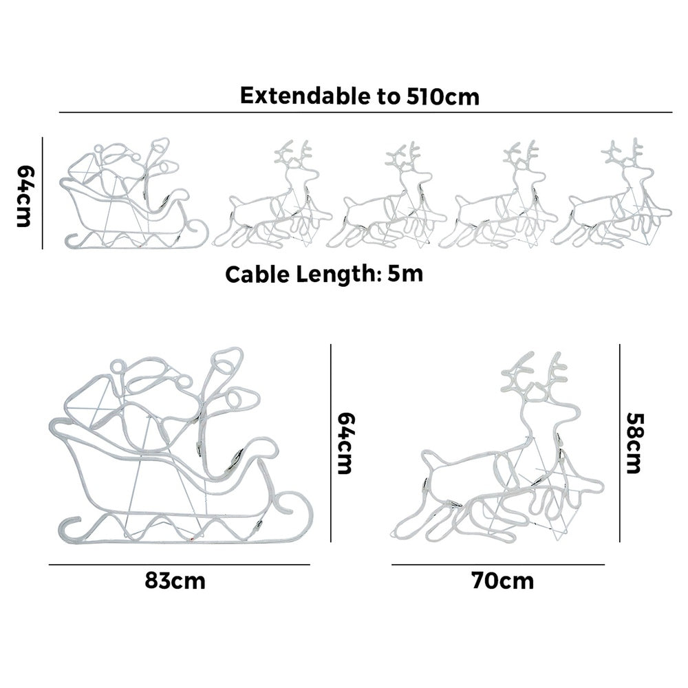 Tinseltown Christmas Light LED Motif Rope Lights Santa Riding 4 Reindeer-Christmas Light-PEROZ Accessories