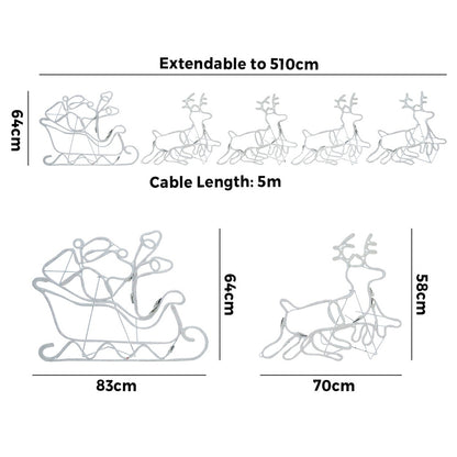 Tinseltown Christmas Light LED Motif Rope Lights Santa Riding 4 Reindeer-Christmas Light-PEROZ Accessories
