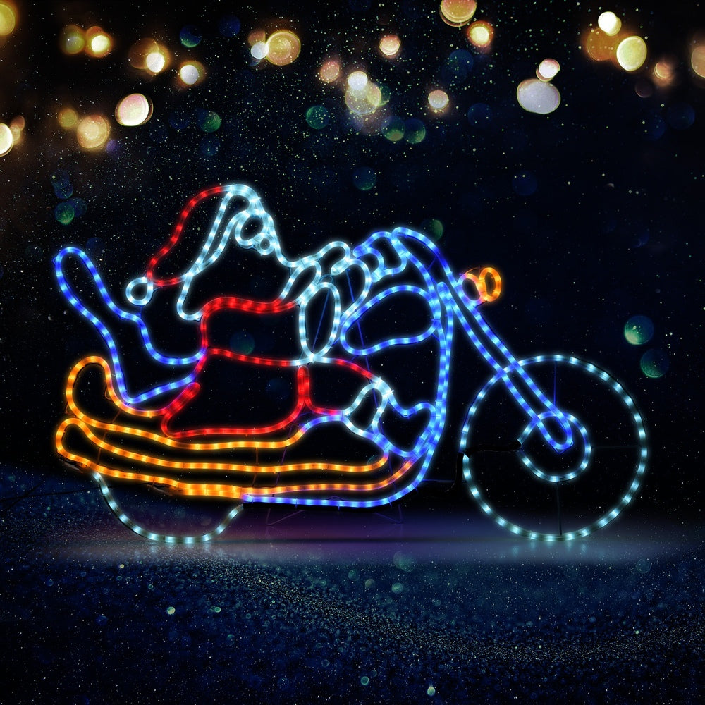 Tinseltown Christmas Lights Santa Motorbike LED Rope Lights Motifs-Christmas Light-PEROZ Accessories