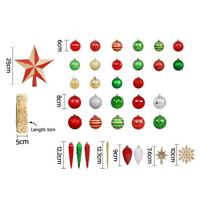 Jingle Jollys 155pcs Christmas Tree Decorations Set Baubles Ornaments Party-Occasions &gt; Christmas &gt; Christmas Decorations-PEROZ Accessories