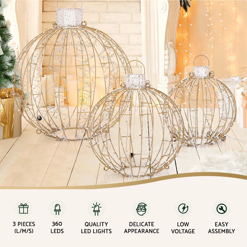 Jingle Jollys Christmas Lights 360 LED Fairy Light 3pcs Ball Decorations Set-Occasions &gt; Christmas &gt; Outdoor Decorations &amp; Lights-PEROZ Accessories