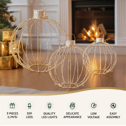 Jingle Jollys Christmas Lights 320 LED Fairy Light 3pcs Ball Decorations Set-Occasions &gt; Christmas &gt; Outdoor Decorations &amp; Lights-PEROZ Accessories