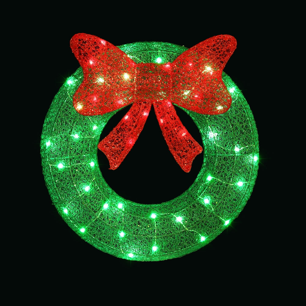 Jingle Jollys Christmas Lights 60cm Motif 50 LED Solar Wreath Xmas Decorations-Occasions &gt; Christmas &gt; Outdoor Decorations &amp; Lights-PEROZ Accessories