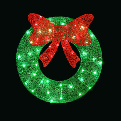 Jingle Jollys Christmas Lights 60cm Motif 50 LED Solar Wreath Xmas Decorations-Occasions &gt; Christmas &gt; Outdoor Decorations &amp; Lights-PEROZ Accessories