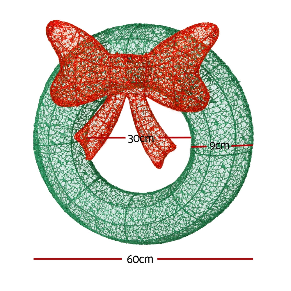 Jingle Jollys Christmas Lights 60cm Motif 50 LED Solar Wreath Xmas Decorations-Occasions &gt; Christmas &gt; Outdoor Decorations &amp; Lights-PEROZ Accessories