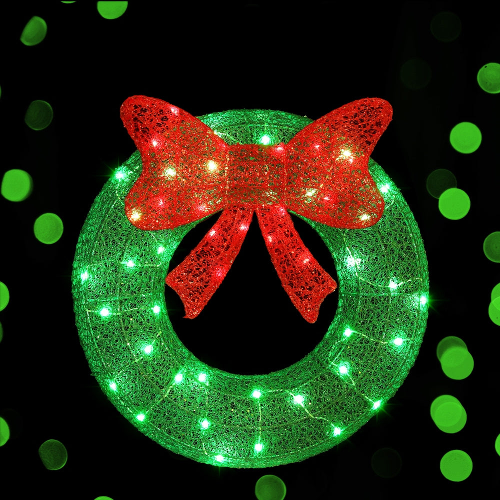 Jingle Jollys Christmas Lights 60cm Motif 50 LED Solar Wreath Xmas Decorations-Occasions &gt; Christmas &gt; Outdoor Decorations &amp; Lights-PEROZ Accessories