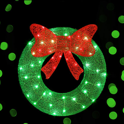 Jingle Jollys Christmas Lights 60cm Motif 50 LED Solar Wreath Xmas Decorations-Occasions &gt; Christmas &gt; Outdoor Decorations &amp; Lights-PEROZ Accessories