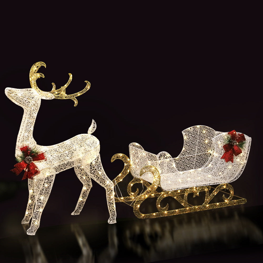 Jingle Jollys Christmas Lights Reindeer Sleigh215 LED Decorations-Occasions &gt; Christmas &gt; Outdoor Decorations &amp; Lights-PEROZ Accessories