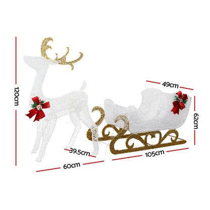 Jingle Jollys Christmas Lights Reindeer Sleigh215 LED Decorations-Occasions &gt; Christmas &gt; Outdoor Decorations &amp; Lights-PEROZ Accessories