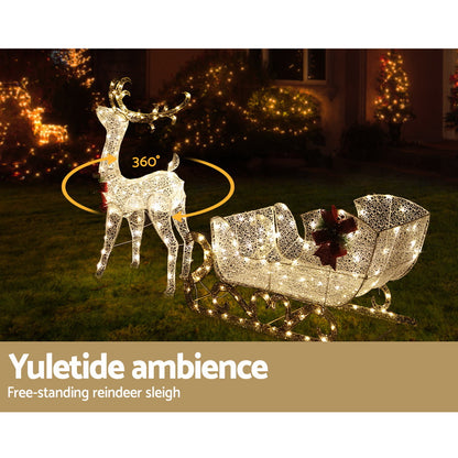 Jingle Jollys Christmas Lights Reindeer Sleigh215 LED Decorations-Occasions &gt; Christmas &gt; Outdoor Decorations &amp; Lights-PEROZ Accessories