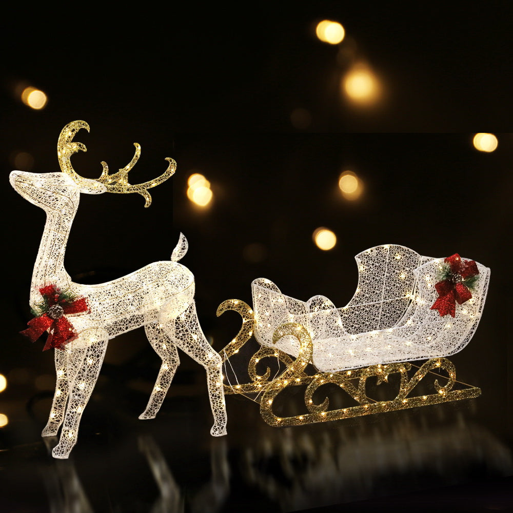 Jingle Jollys Christmas Lights Reindeer Sleigh215 LED Decorations-Occasions &gt; Christmas &gt; Outdoor Decorations &amp; Lights-PEROZ Accessories