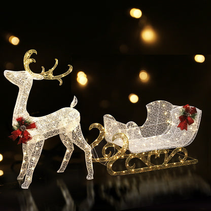 Jingle Jollys Christmas Lights Reindeer Sleigh215 LED Decorations-Occasions &gt; Christmas &gt; Outdoor Decorations &amp; Lights-PEROZ Accessories
