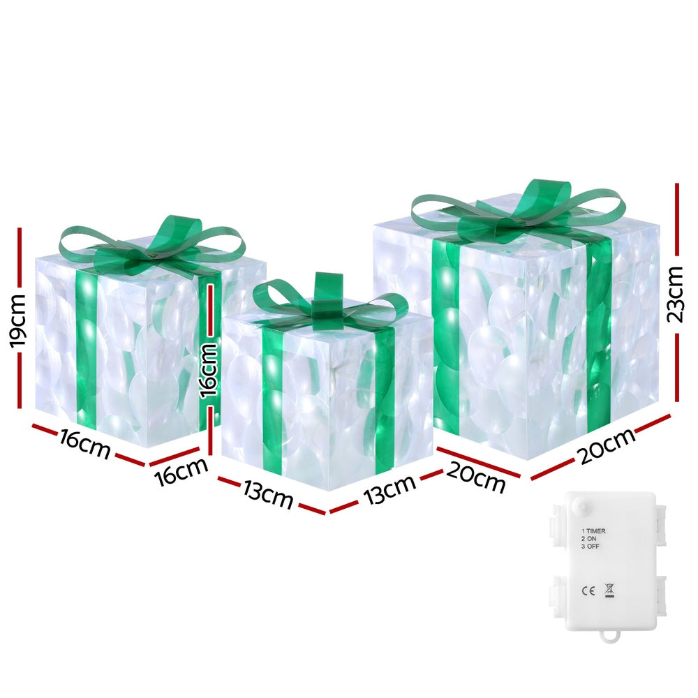 Jingle Jollys Christmas Lights 70 LED Fairy Light Gift Box 3pcs Decorations Set-Occasions &gt; Christmas &gt; Outdoor Decorations &amp; Lights-PEROZ Accessories