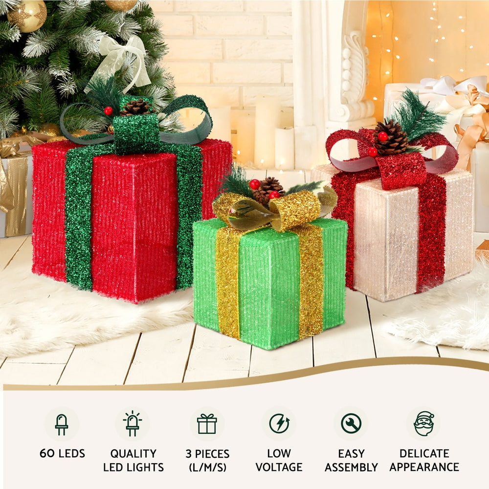 Jingle Jollys Christmas Lights 60 LED Fairy Light Gift Box 3pcs Decorations RGW-Occasions &gt; Christmas &gt; Christmas Wreaths &amp; Garlands-PEROZ Accessories