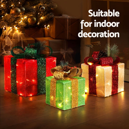 Jingle Jollys Christmas Lights 60 LED Fairy Light Gift Box 3pcs Decorations RGW-Occasions &gt; Christmas &gt; Christmas Wreaths &amp; Garlands-PEROZ Accessories