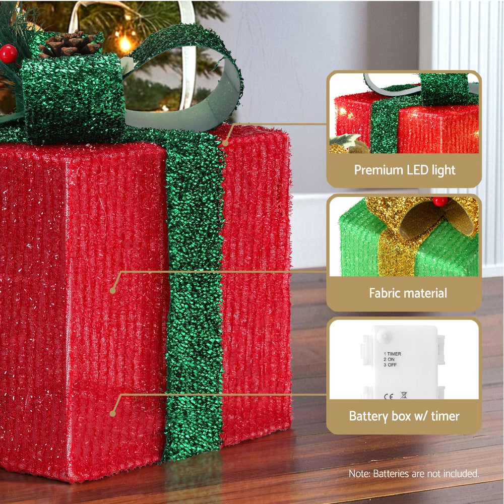 Jingle Jollys Christmas Lights 60 LED Fairy Light Gift Box 3pcs Decorations RGW-Occasions &gt; Christmas &gt; Christmas Wreaths &amp; Garlands-PEROZ Accessories