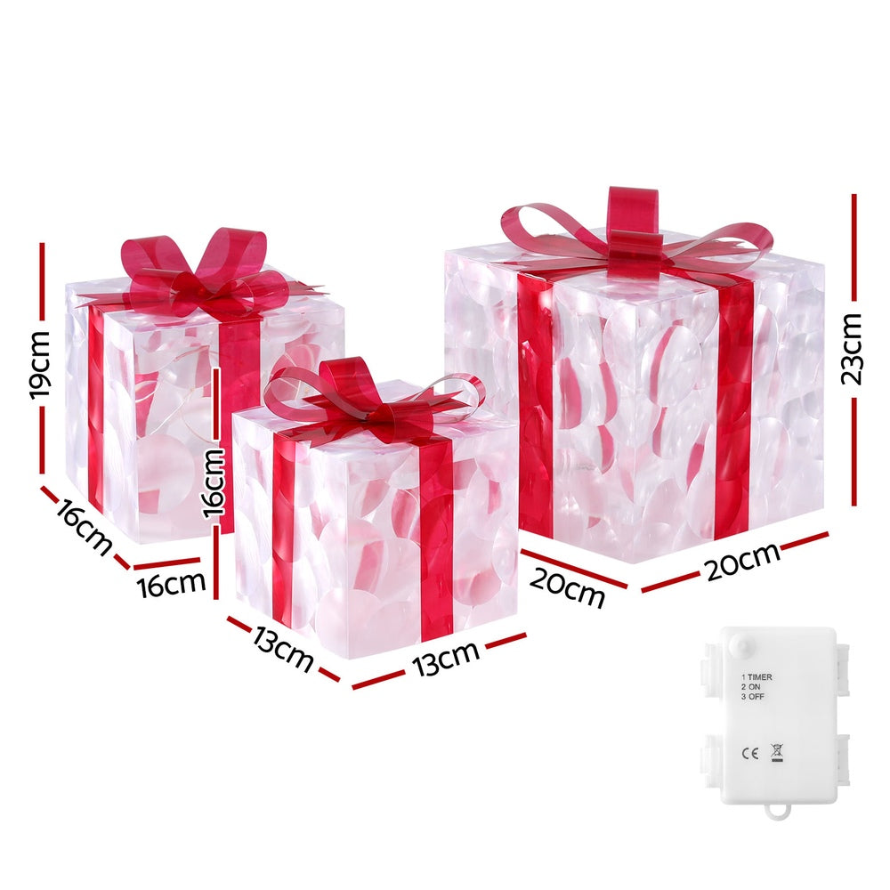 Jingle Jollys Christmas Lights 70 LED Fairy Light Gift Box 3pcs Decorations Red-Occasions &gt; Christmas &gt; Christmas Wreaths &amp; Garlands-PEROZ Accessories
