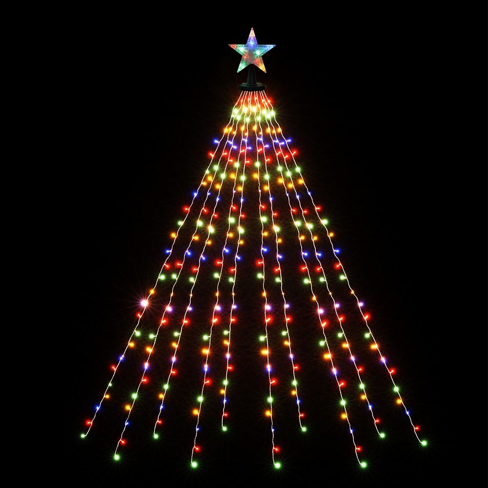 Jingle Jollys 2.5M Christmas Lights Waterfall String Light 300 LED Star Topper-Occasions > Christmas > Outdoor Decorations &amp; Lights-PEROZ Accessories
