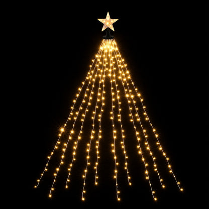 Jingle Jollys 2.5M Christmas Lights Waterfall String Light 300 LED Star Topper-Occasions &gt; Christmas &gt; Outdoor Decorations &amp; Lights-PEROZ Accessories