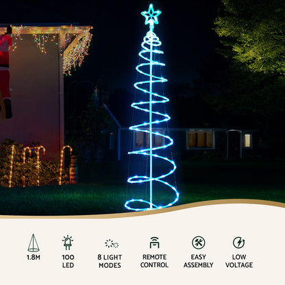 Jingle Jollys Christmas Tree 1.8m 100 RGB LED Rope Lights Xmas Trees Decoration-Occasions &gt; Christmas &gt; Outdoor Decorations &amp; Lights-PEROZ Accessories