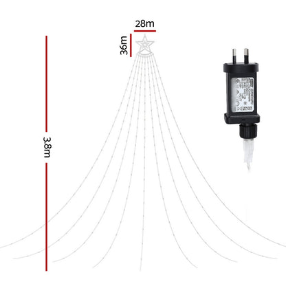 Jingle Jollys 3.8M Christmas Lights Waterfall String Light 340 LED-Occasions &gt; Christmas &gt; Outdoor Decorations &amp; Lights-PEROZ Accessories