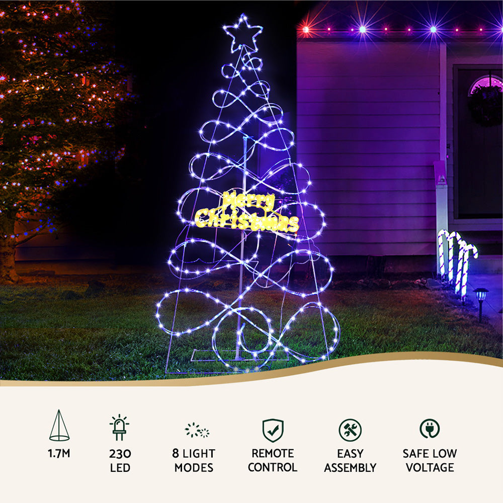 Jingle Jollys Christmas Tree 1.7m 230 RGB LED Motif Lights Xmas Trees Decoration-Occasions &gt; Christmas &gt; Christmas Trees-PEROZ Accessories