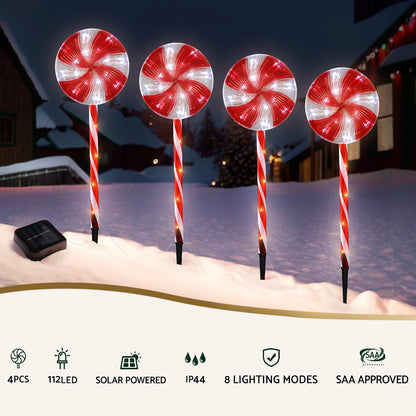 Jingle Jollys 4 PCS Christmas Lights Path Ground Light Garden Decoration 112 LED-Occasions &gt; Christmas &gt; Outdoor Decorations &amp; Lights-PEROZ Accessories