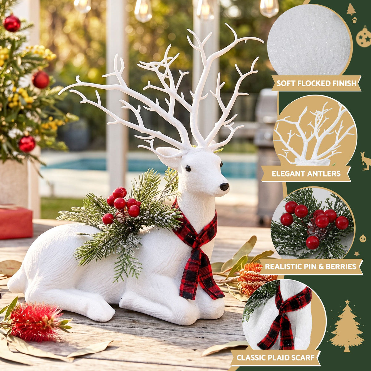 Jingle Jollys Christmas Reindeer 32cm Glitter Deer Ornaments Party Decorations-Occasions > Christmas > Christmas Decorations-PEROZ Accessories
