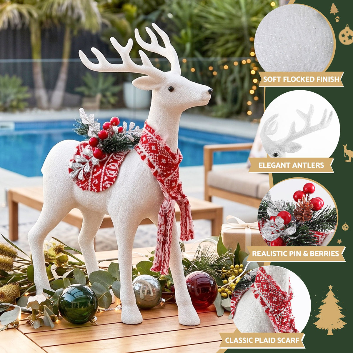 Jingle Jollys Christmas Reindeer 45cm Glitter Deer Ornaments Party Decorations-Occasions > Christmas > Christmas Decorations-PEROZ Accessories