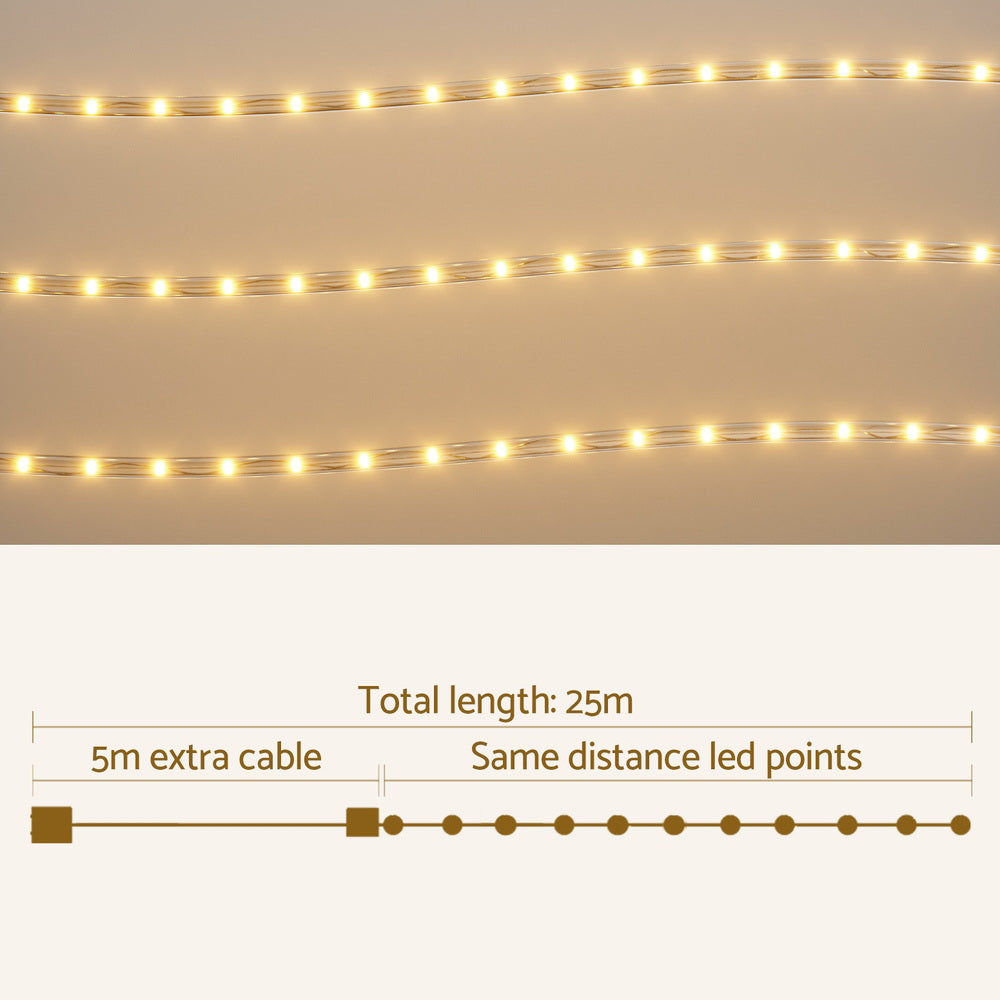 Jingle Jollys 20M Christmas Lights String Rope Light Decorations 600 LED Warm-Occasions &gt; Christmas &gt; Outdoor Decorations &amp; Lights-PEROZ Accessories