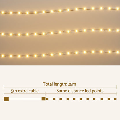 Jingle Jollys 20M Christmas Lights String Rope Light Decorations 600 LED Warm-Occasions &gt; Christmas &gt; Outdoor Decorations &amp; Lights-PEROZ Accessories