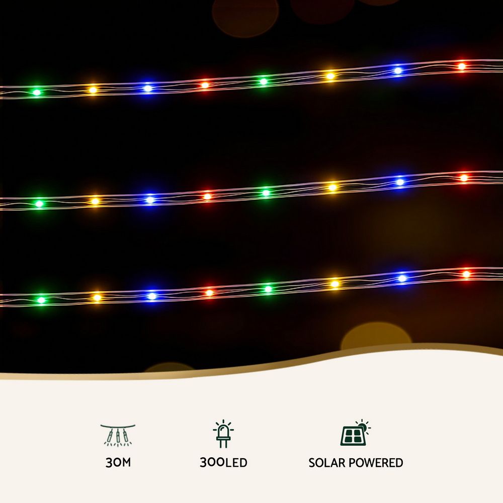 Jingle Jollys 30M Christmas Lights String Rope Light Decoration 300 LED Colorful-Occasions > Christmas > Outdoor Decorations &amp; Lights-PEROZ Accessories