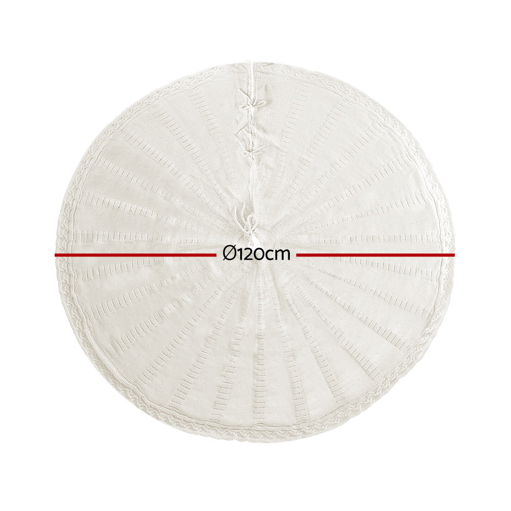 Jingle Jollys Christmas Tree Skirt 120cm Knitted Xmas Tree Ornaments Decor Beige-Occasions &gt; Christmas &gt; Christmas Decorations-PEROZ Accessories