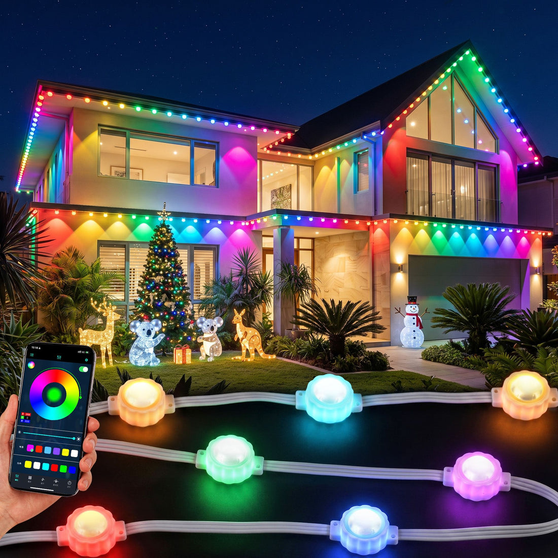 Jingle Jollys 15M Christmas Lights Permanent String Eaves Light 36 LED Decoration-Occasions > Christmas > Outdoor Decorations &amp; Lights-PEROZ Accessories