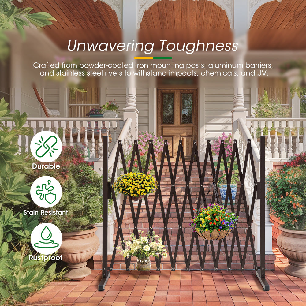 ZUNI Garden Fence Gate Expandable Barrier Indoor Outdoor Brown-Fence Gate-PEROZ Accessories