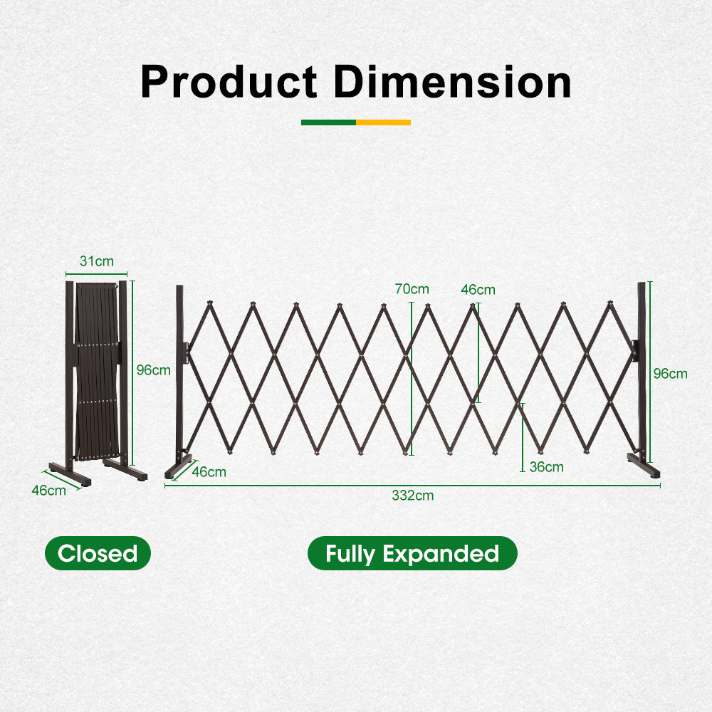 ZUNI Garden Fence Gate Expandable Barrier Indoor Outdoor Brown-Fence Gate-PEROZ Accessories