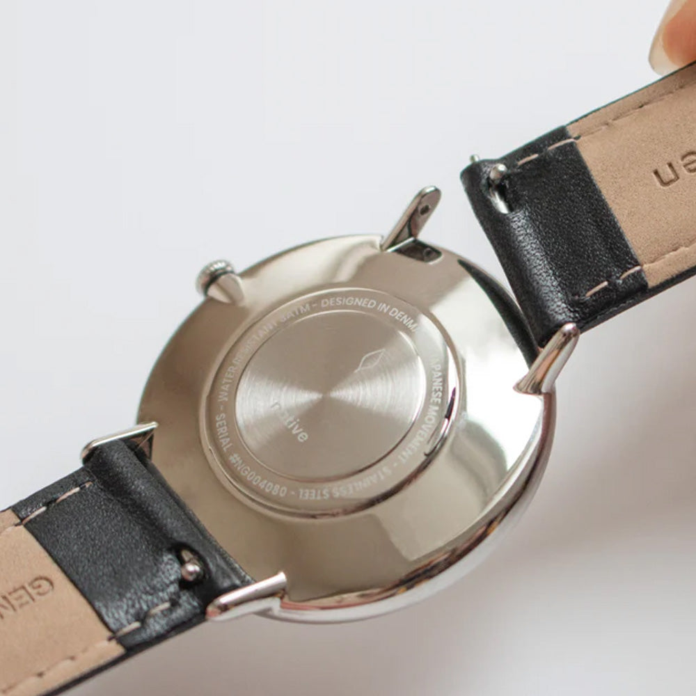 Nordgreen Native 40mm Silver Case Black Leather Watch-PEROZ Accessories