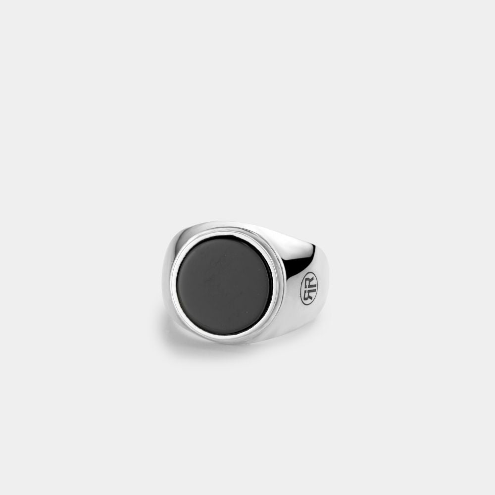 Rebel and Rose Ring Round Onyx Lowneck-PEROZ Accessories
