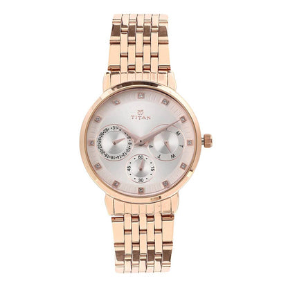 Titan Workwear Beige Dial Women Watch With Stainless Steel Strap-PEROZ Accessories