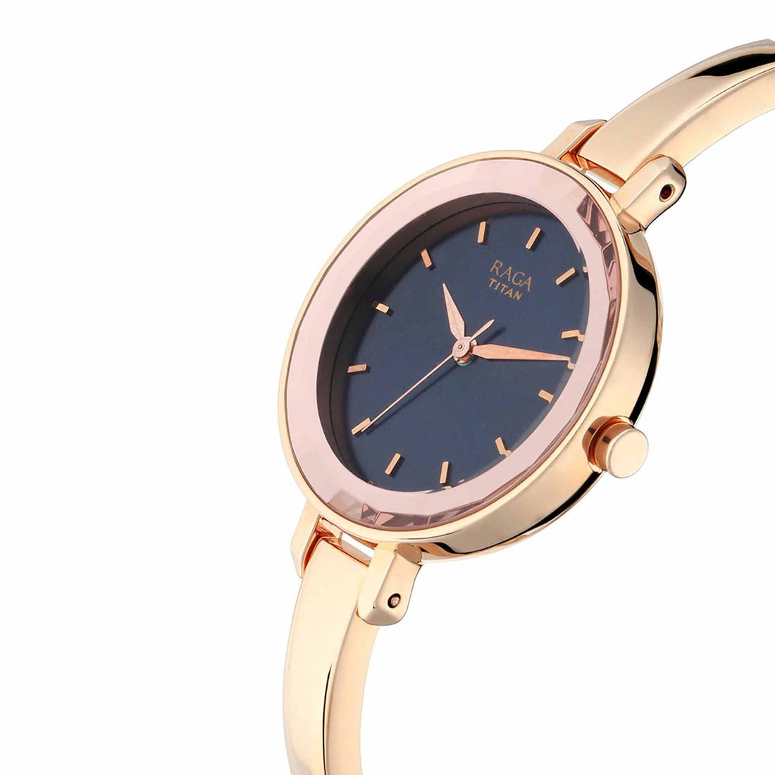 Titan Quartz Analogue Blue Dial Metal Strap Watch for Women-PEROZ Accessories