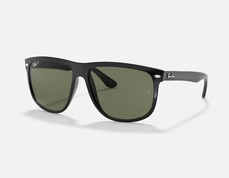 Ray-Ban Boyfriend 0RB4147 Polished Black frame Dark Green Lenses-Fashion-PEROZ Accessories