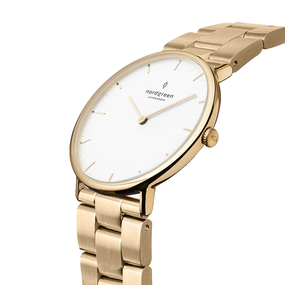 Nordgreen Native 36mm Gold 3 Link Stainless Steel Strap Watch-PEROZ Accessories